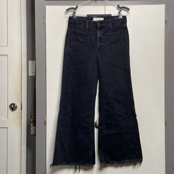 MOTHER Denim - Mother Patch Pocket Roller Ankle Jeans Women 28 Black who’s sorry now Wide Leg
